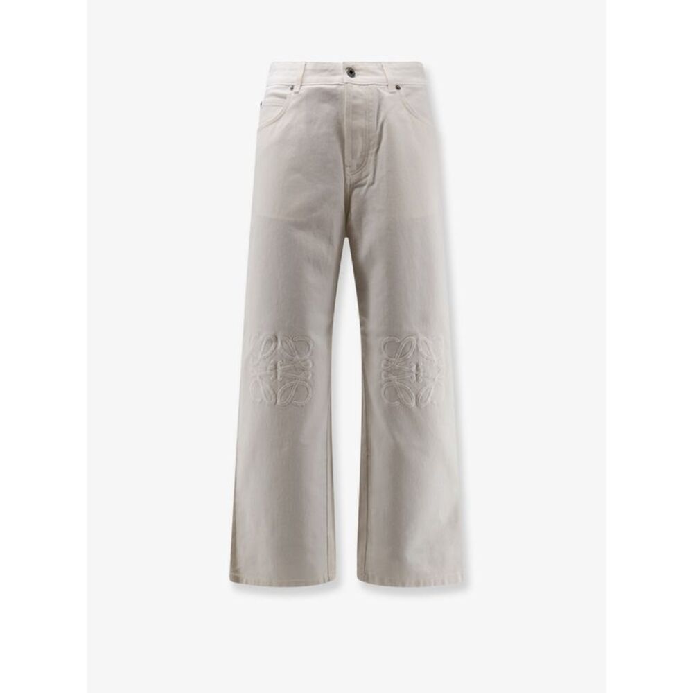 Loewe Men Anagram Baggy White Denim Trousers